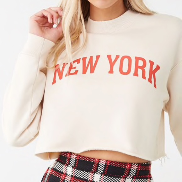 Forever 21 Tops - “New York” cropped fleece sweatshirt